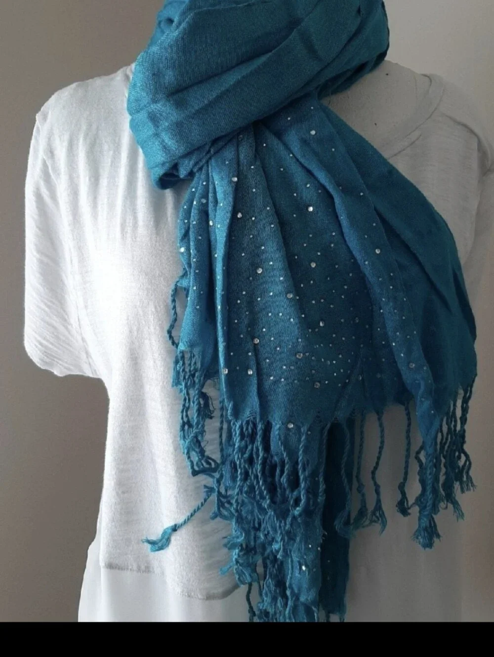 Glittery Aqua blue bling scarf Pashmina new